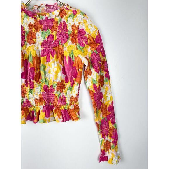 SABO Sz Small Mica Shirred Women Top Floral Australia Multicolor Cotton - Picture 3 of 8